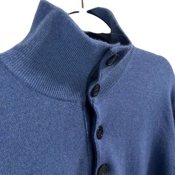 Enzo Mantovani Pullover Polo Sweater Large Cashmere Blue Knitted Italian Made - Picture 3 of 10